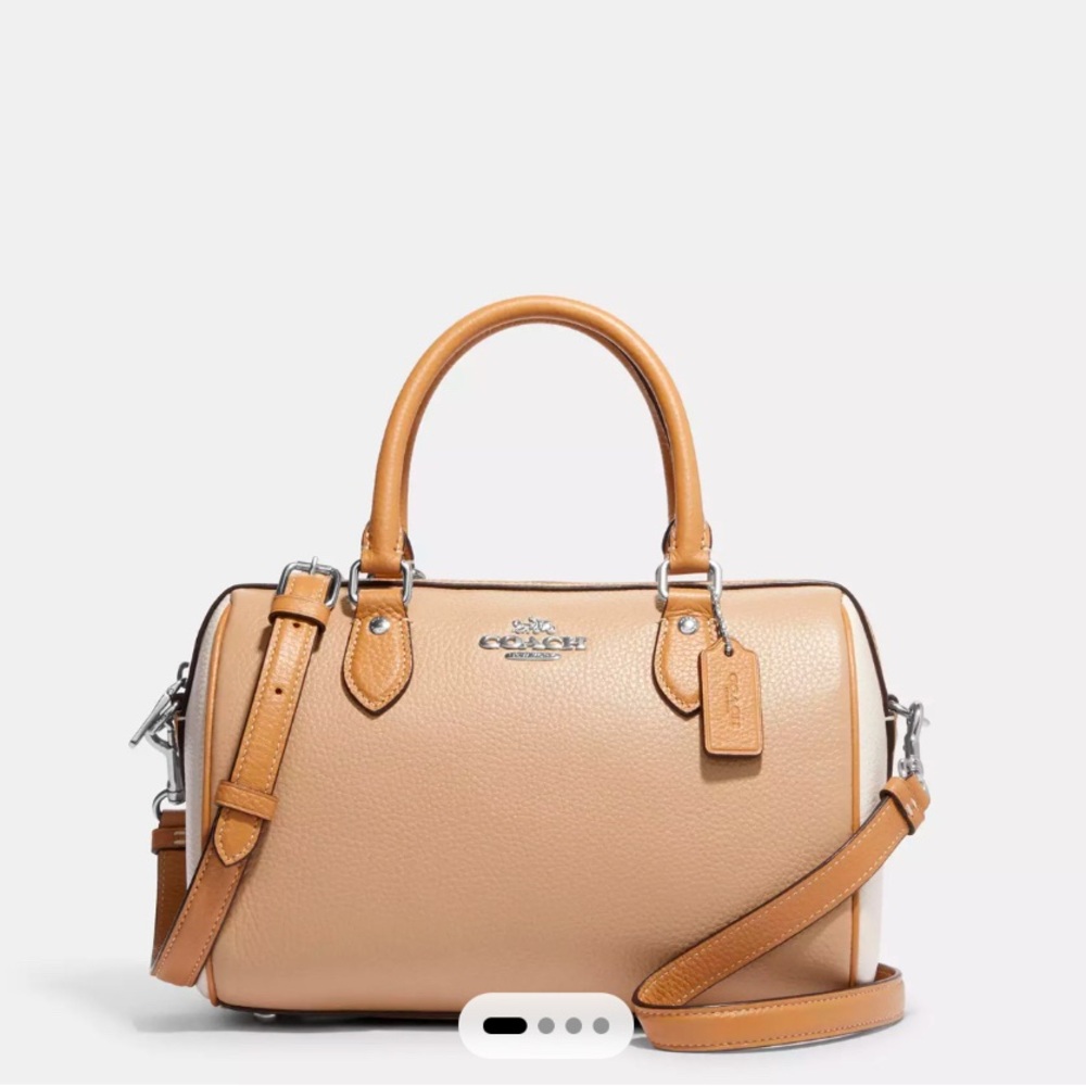 Coach Rowan Tan Satchel with Structured Shape and Medium Size